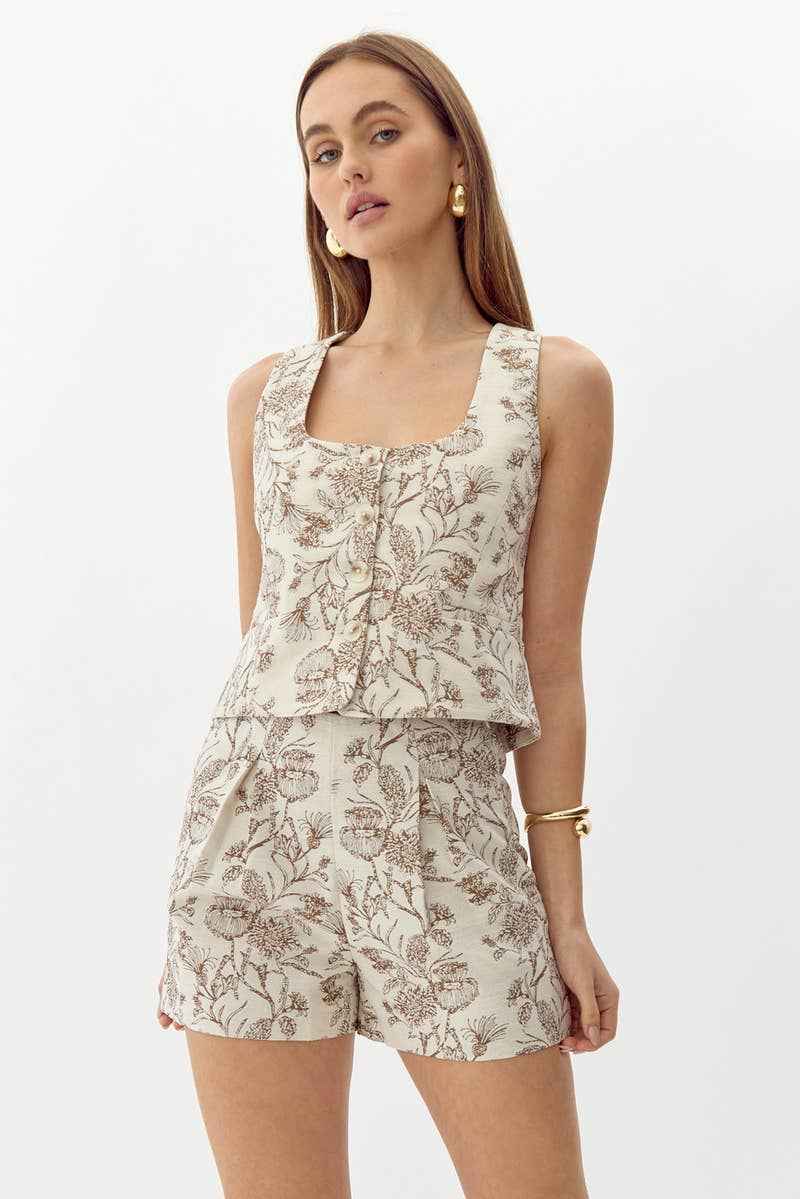 Jacquard High Waist Shorts