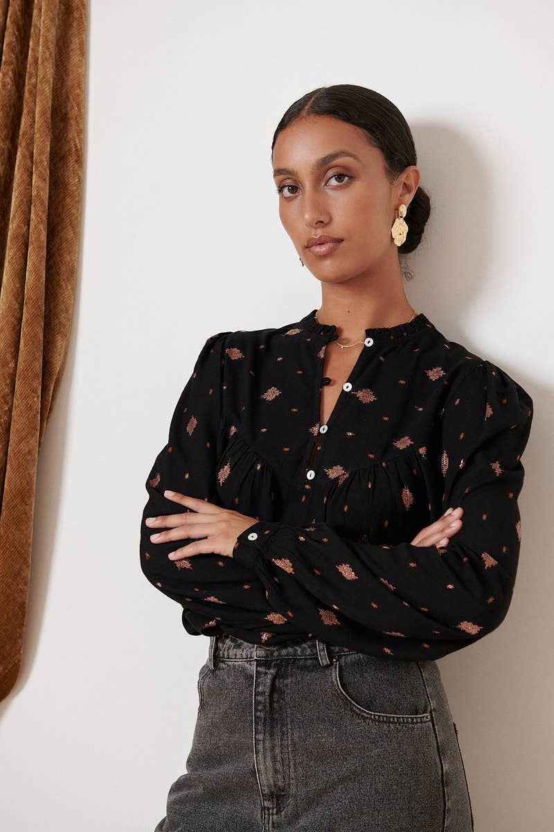 Embroidered Feather Blouse