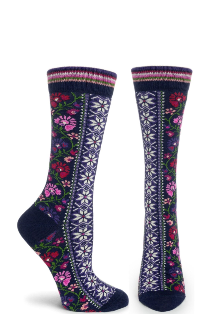 Floral Ribbon Crew Sock