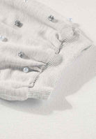 Rhinestone Pearl Puff Sleeve Top