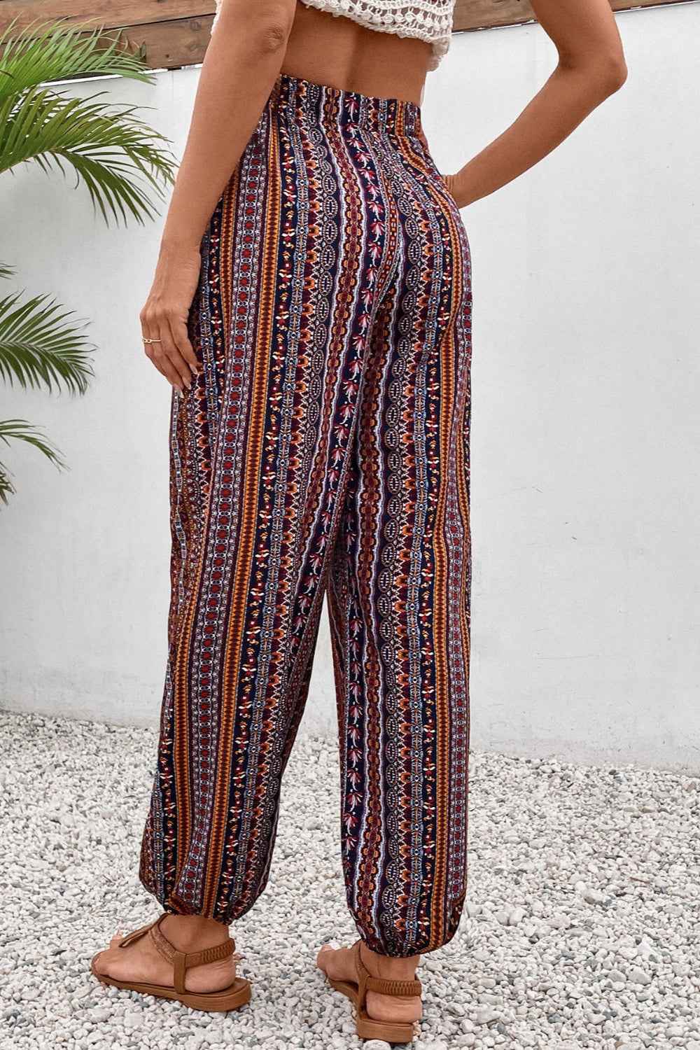 Tassel Printed High Waist Pants