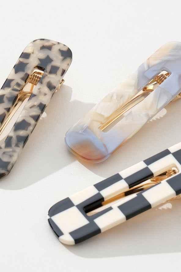 Gemma | Printed Barrette Hair Clip, Set of 2 - Love Classic 5