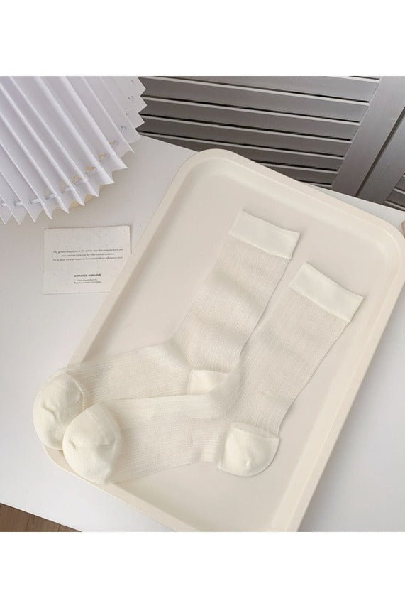 Rufia - Candy Color Sheer Crew Socks White