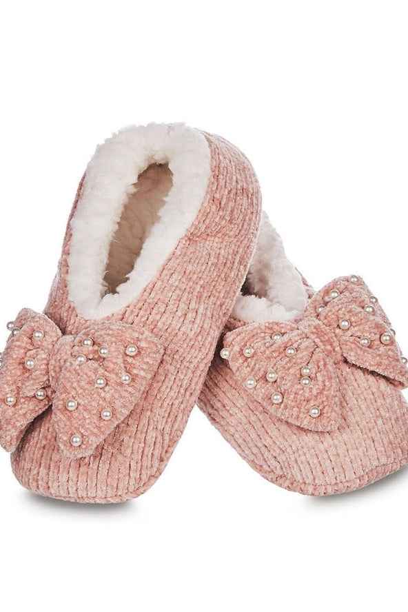 Blush Precious Pearls Chenille Sherpa-Lined Slippers