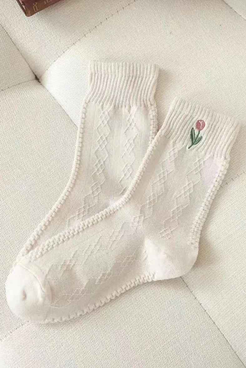 3-Pair Tulip Pattern Socks