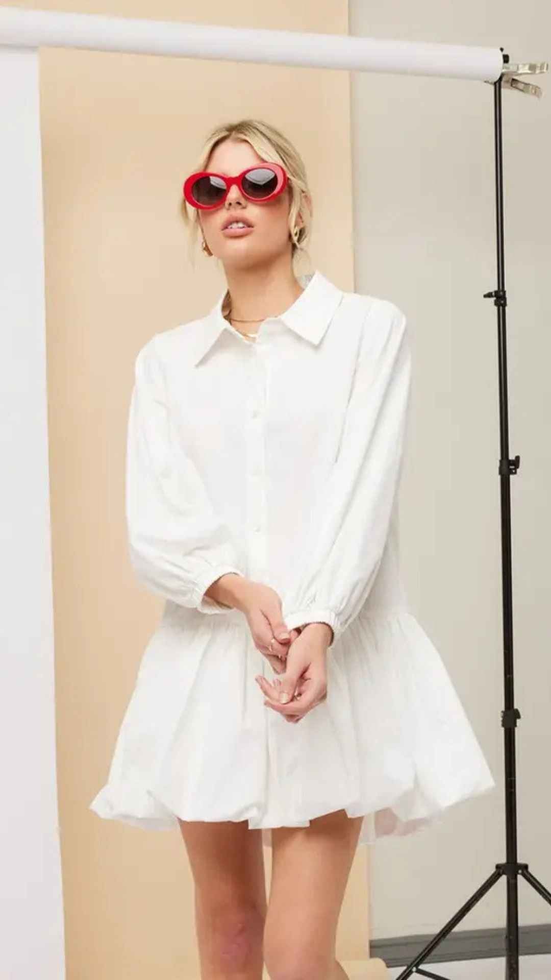 Shirt Bubble Hem Mini Dress