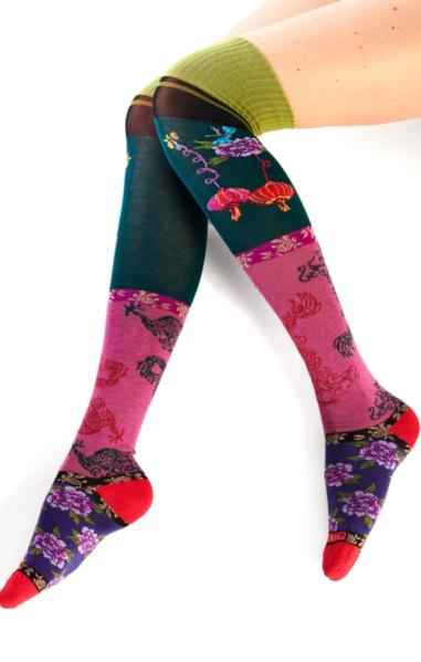 Chinoiserie Thigh High Socks