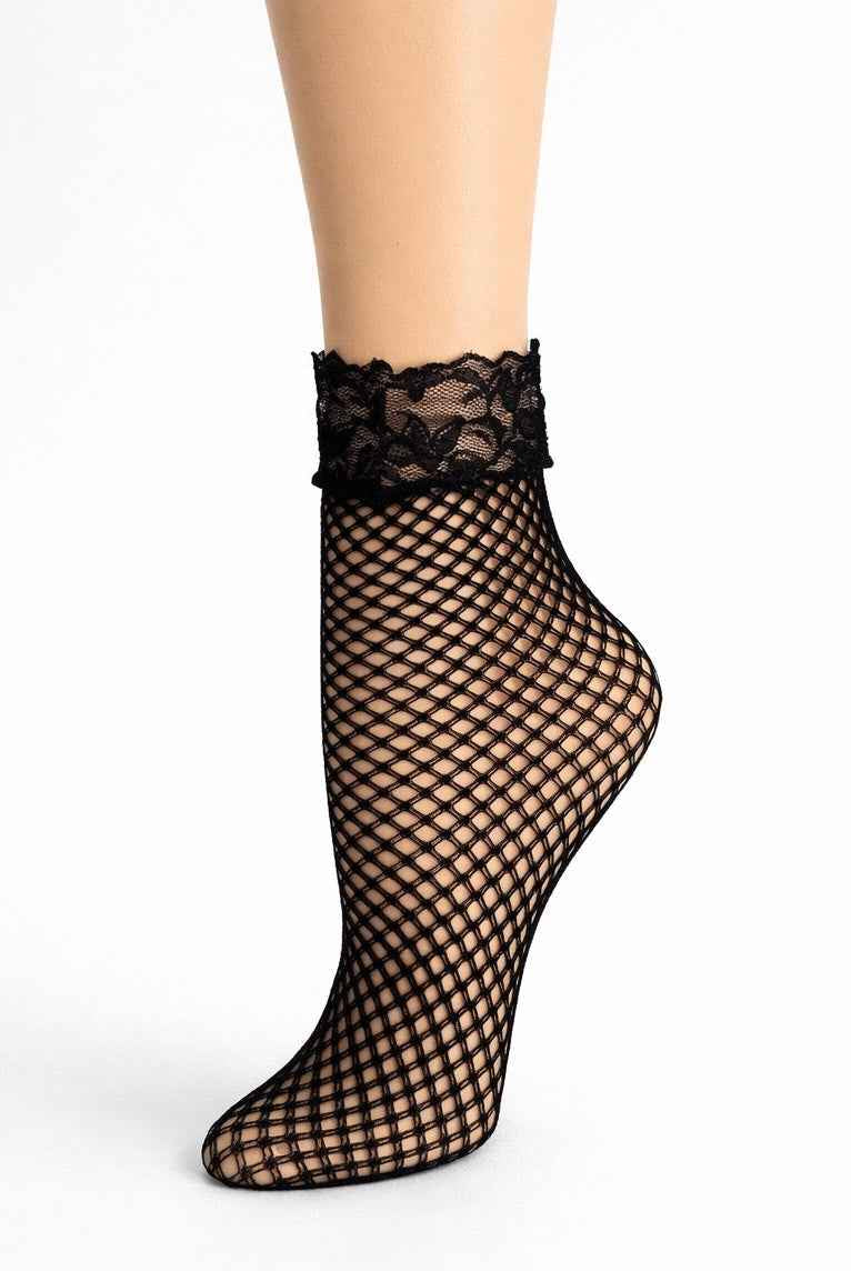 3-Pack Rose Star Net Lace Fishnet Socks
