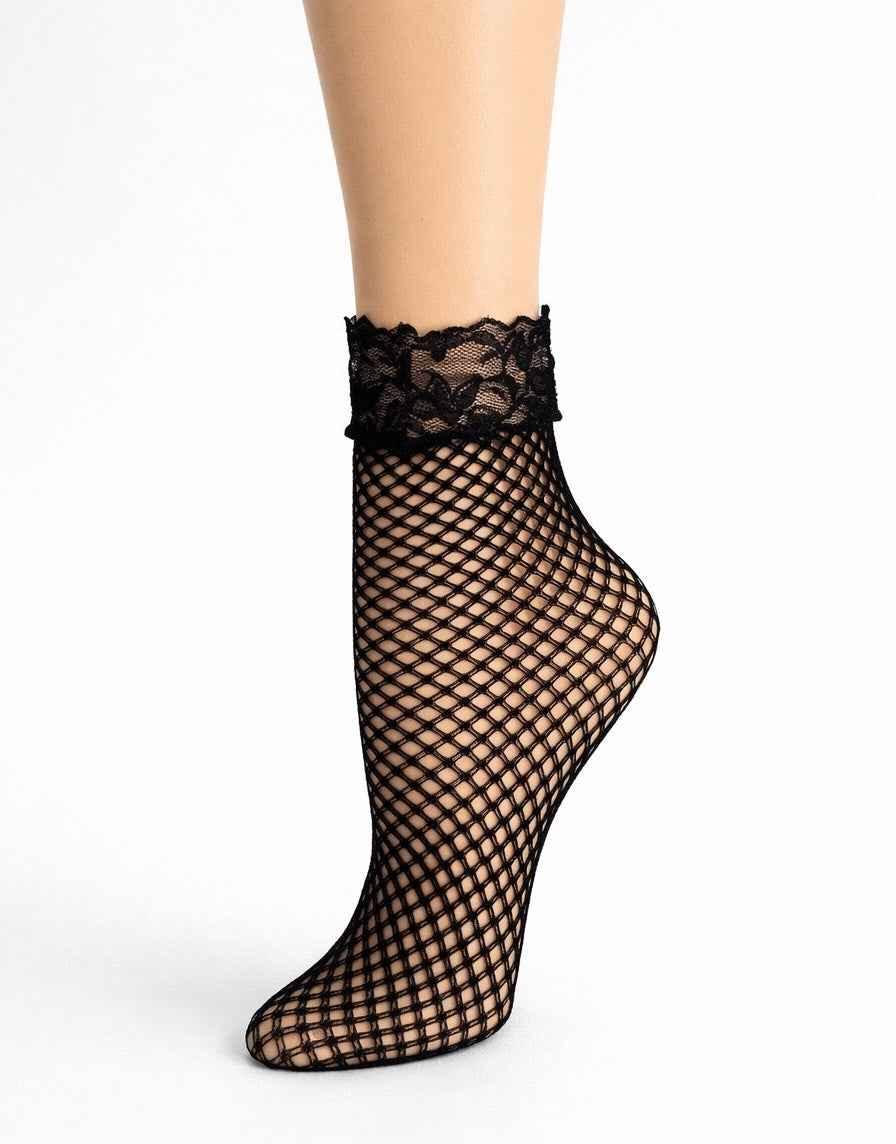3-Pack Rose Star Net Lace Fishnet Socks
