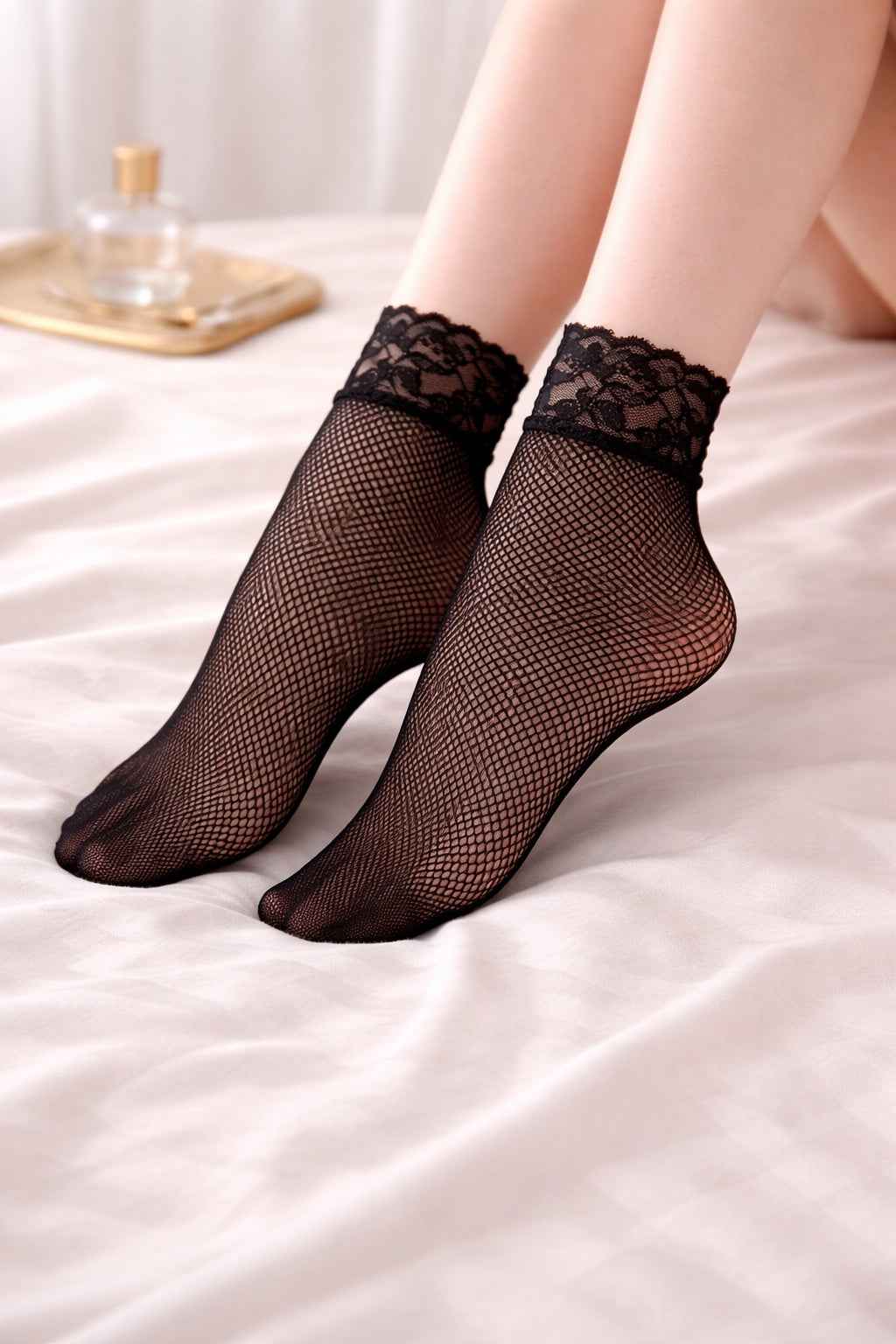 3-Pack Floral Diamond Lace Fishnet Socks