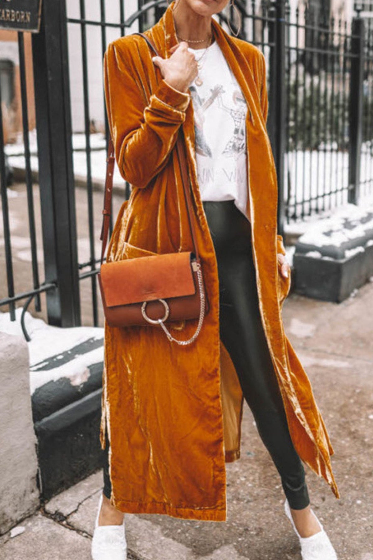 Open Front Long Sleeve Longline Cardigan Light Brown 2