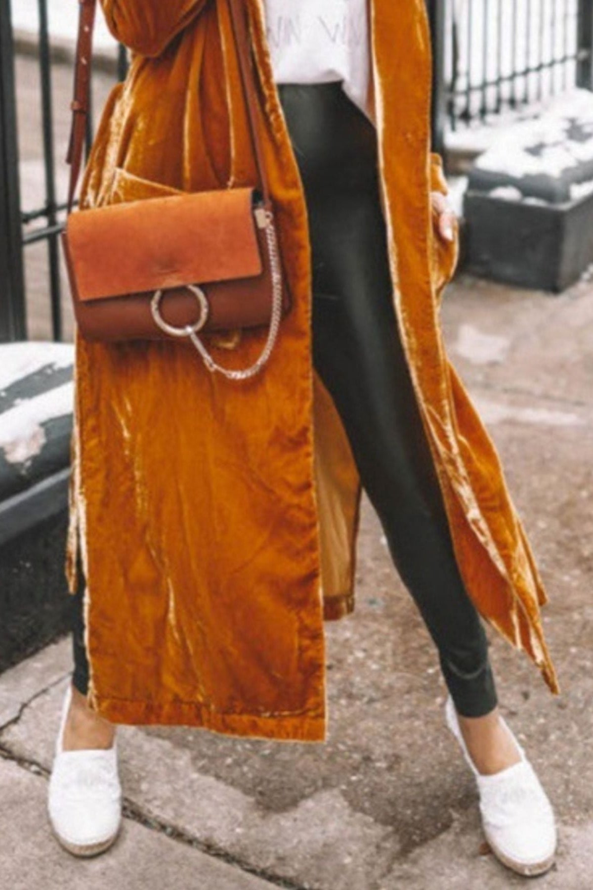 Open Front Long Sleeve Longline Cardigan Light Brown 3