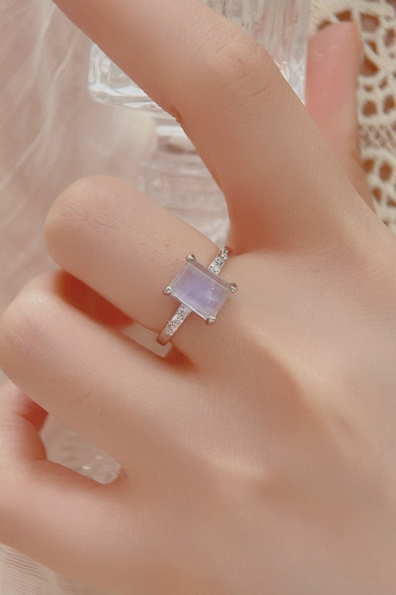 925 Sterling Silver Zircon Rectangle Ring - Love Classic