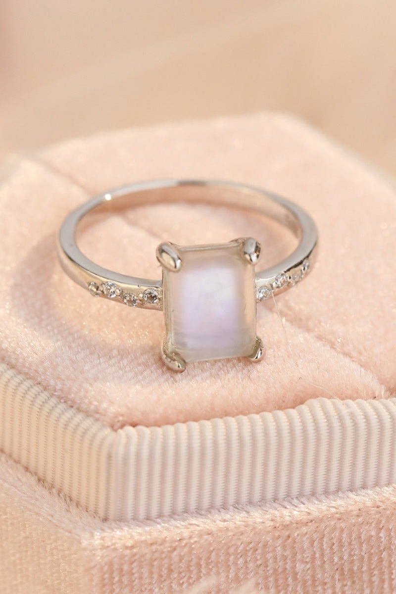 925 Sterling Silver Zircon Rectangle Ring - Love Classic 4