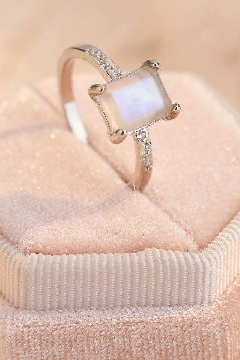 925 Sterling Silver Zircon Rectangle Ring - Love Classic 5