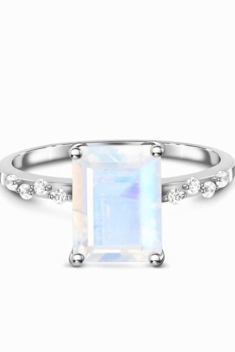 925 Sterling Silver Zircon Rectangle Ring - Love Classic 6