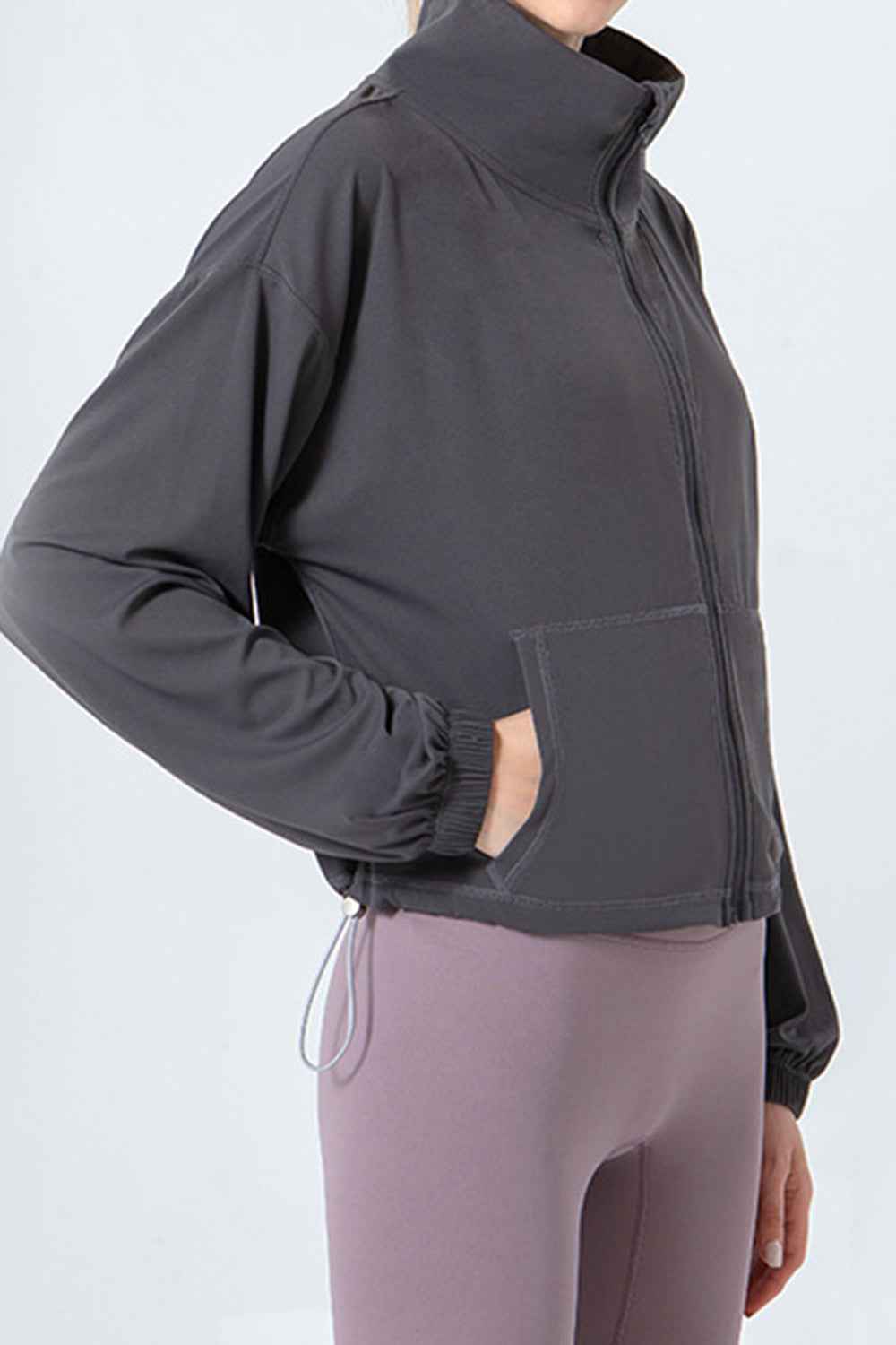 Drawstring Zip Up Active Jacket