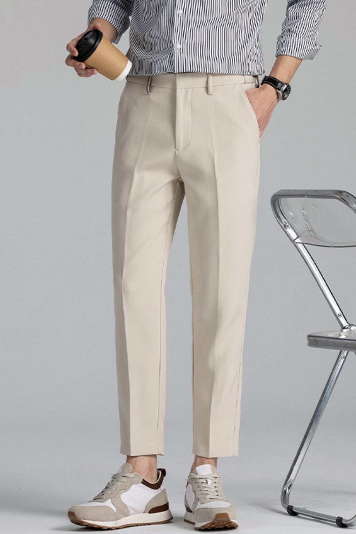 Men's Slim Fit Pants Apricot - Love Classic