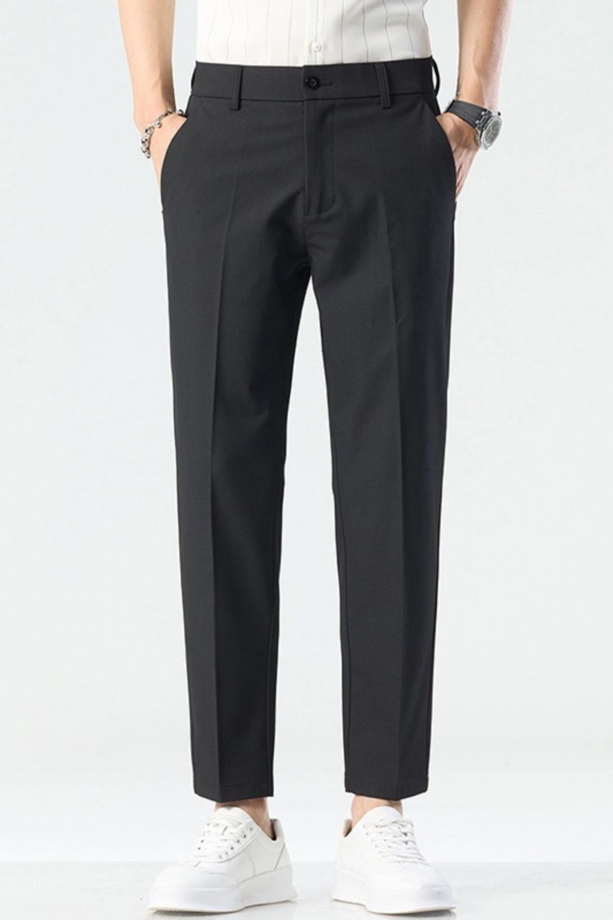 Men's Straight-Leg Casual Pants Black - Love Classic