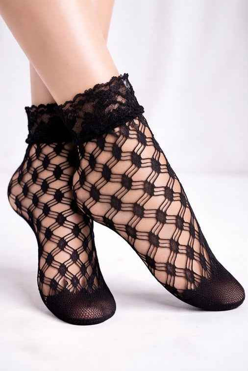 3-Pack Floral Diamond Lace Fishnet Socks
