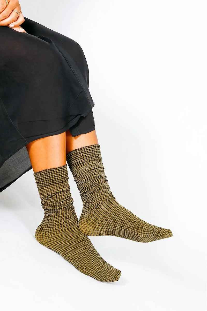 Houndstooth Knee High Socks