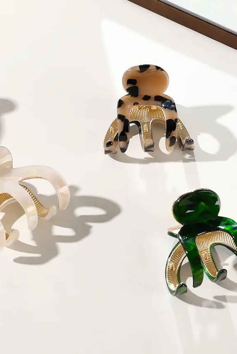Jade Octopus Metal Claw Clip