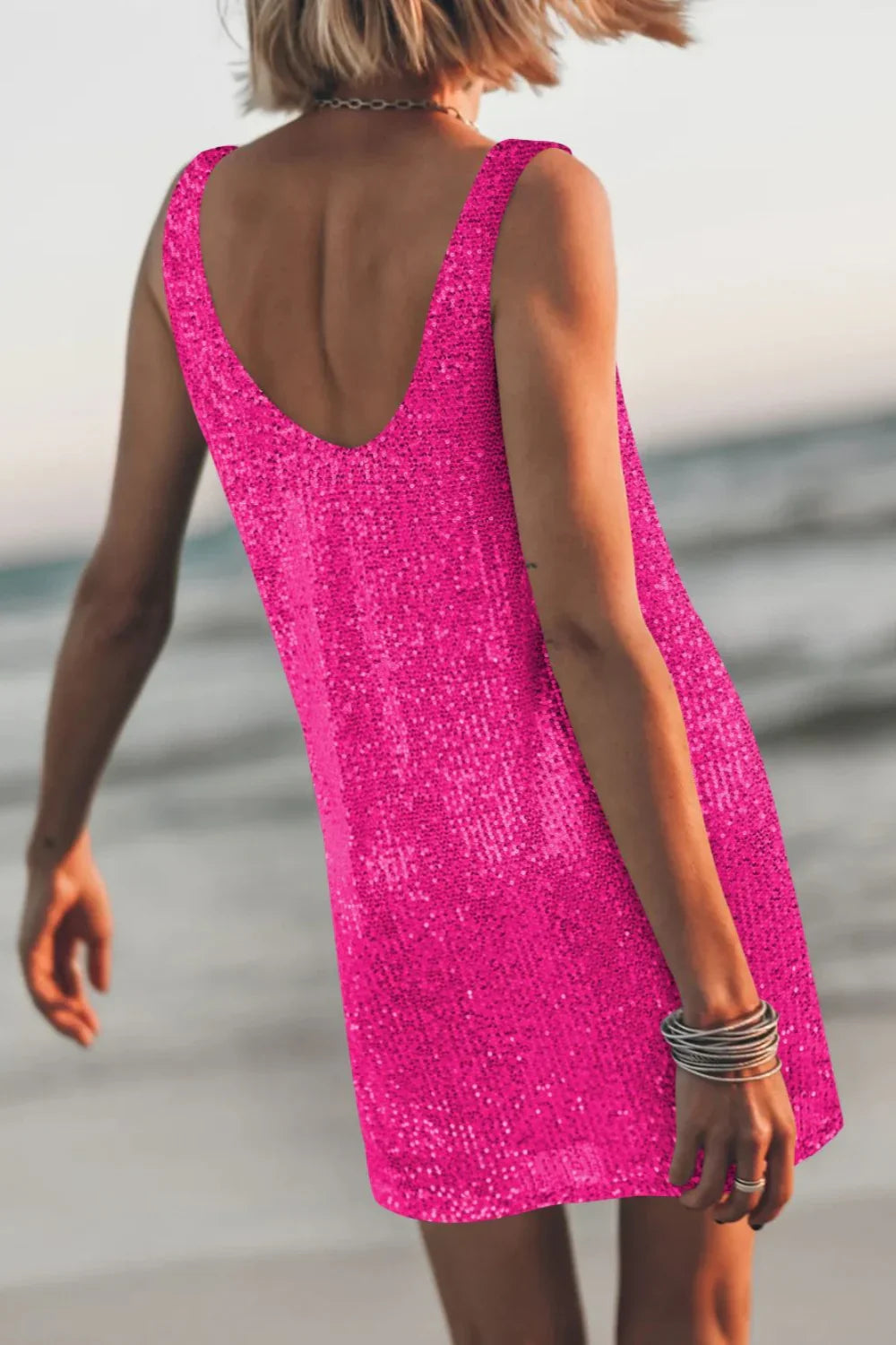 Sequin Mini Dress Hot Pink - Love Classic 4