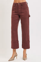 High Rise Wide Straight Cuffed Patch Jeans - Love Classic 2