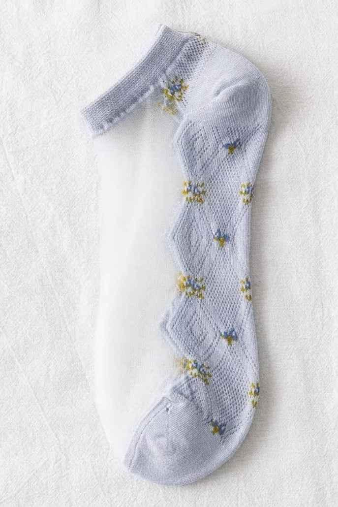 Braided Floral Sheer Ankle Sock