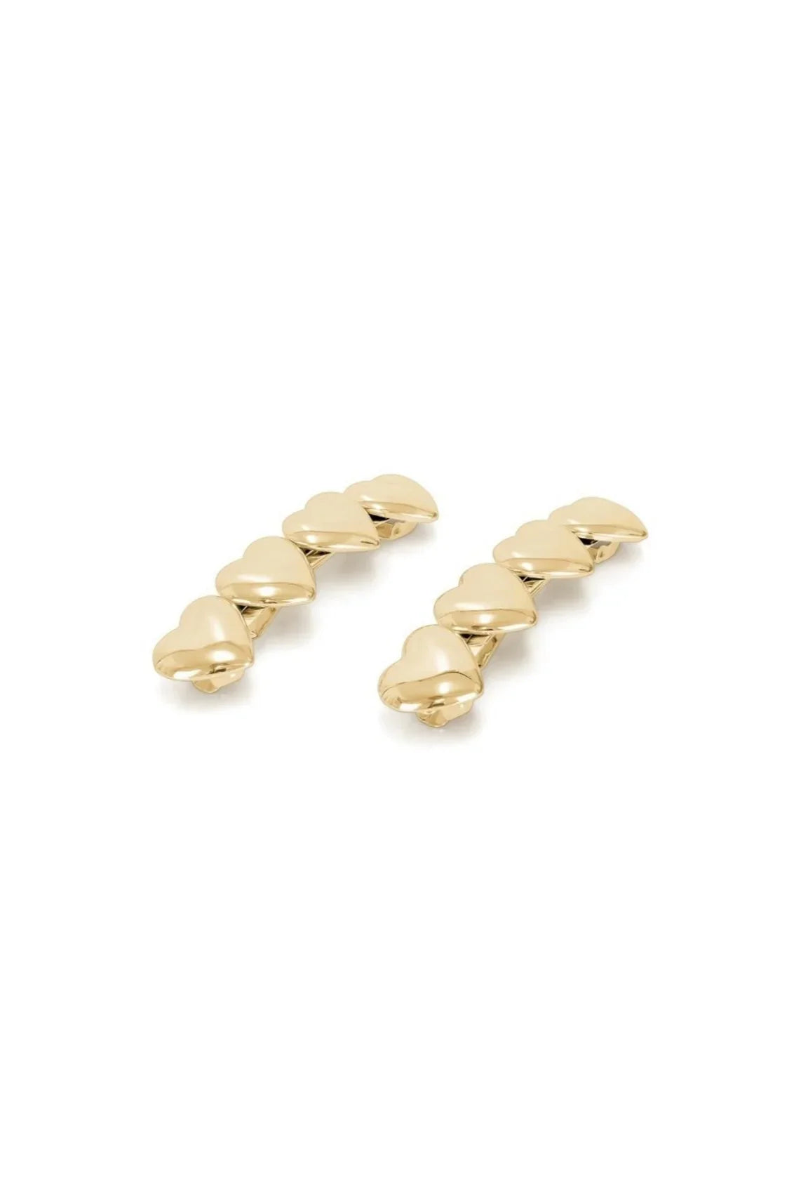 Gold heart-shaped hair clips set, Love Classic jewelry accessory on white background