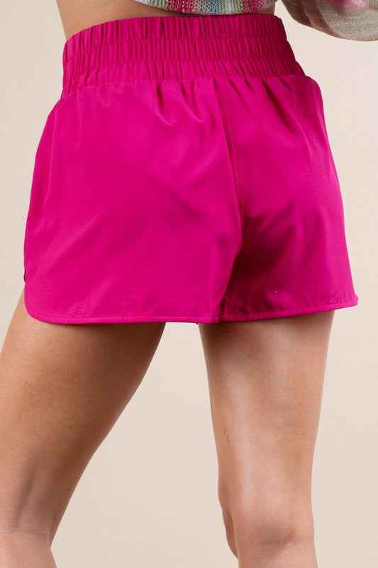 Pink Striped Trim Activewear Shorts