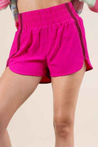 Pink Striped Trim Activewear Shorts