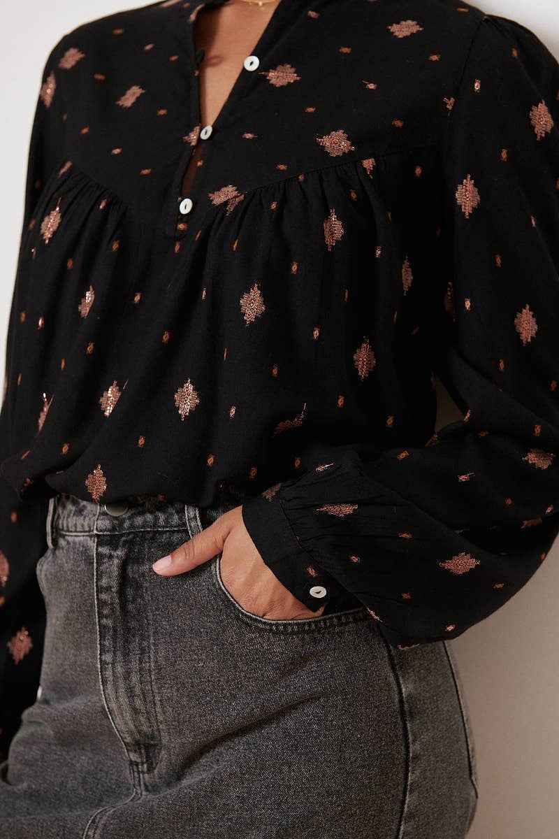 Embroidered Feather Blouse