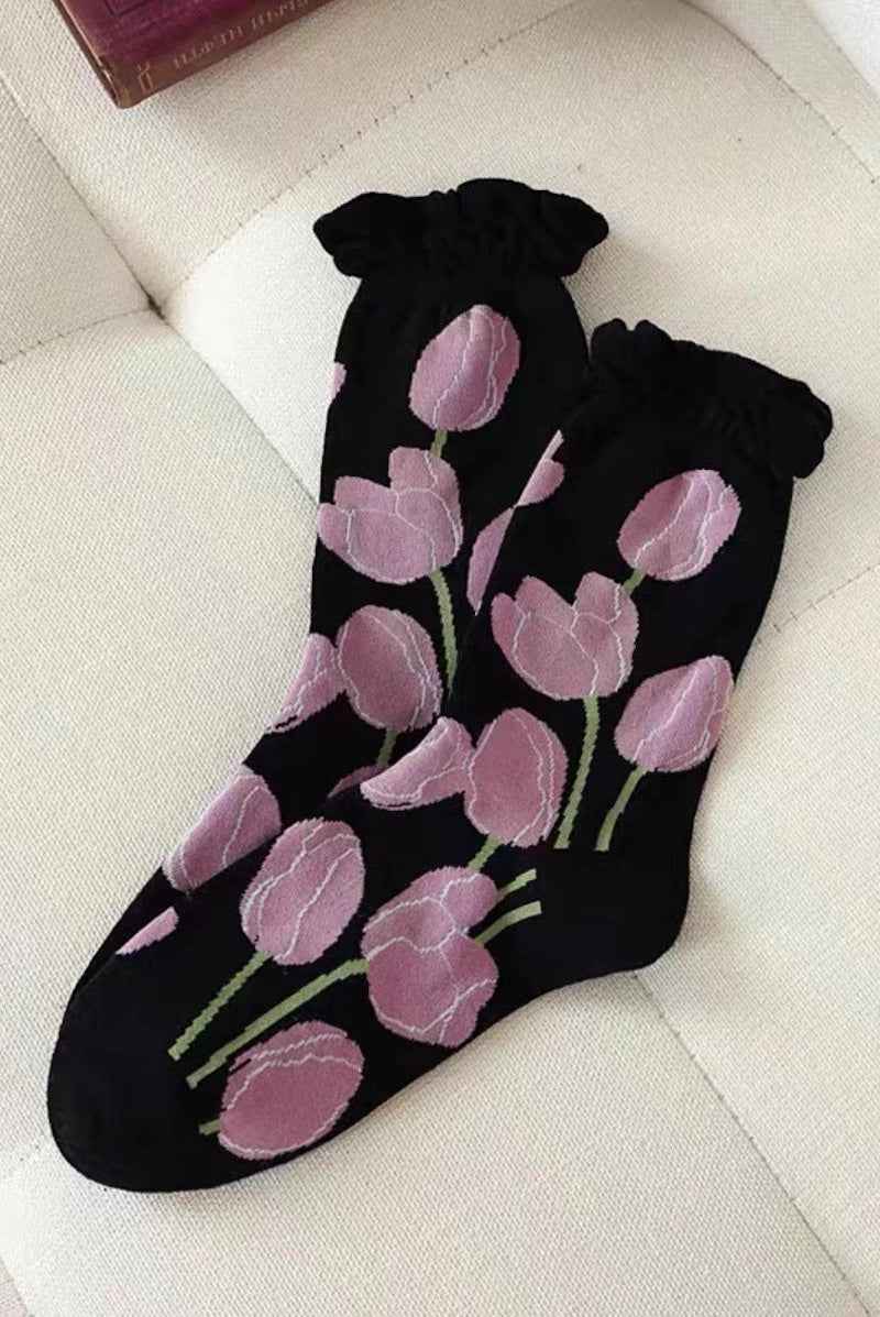 3-Pair Tulip Pattern Socks