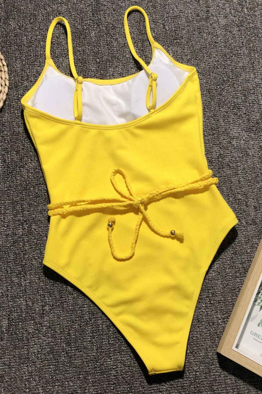 Ribbed Tie Waist One-Piece Swimsuit