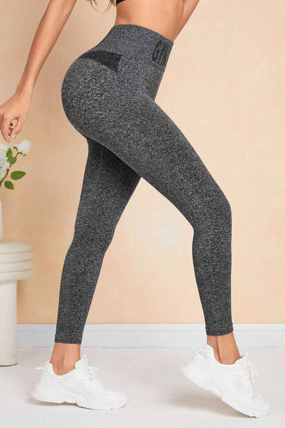 Dark Gray Heathered High Waist Active Leggings