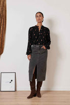 Embroidered Feather Blouse