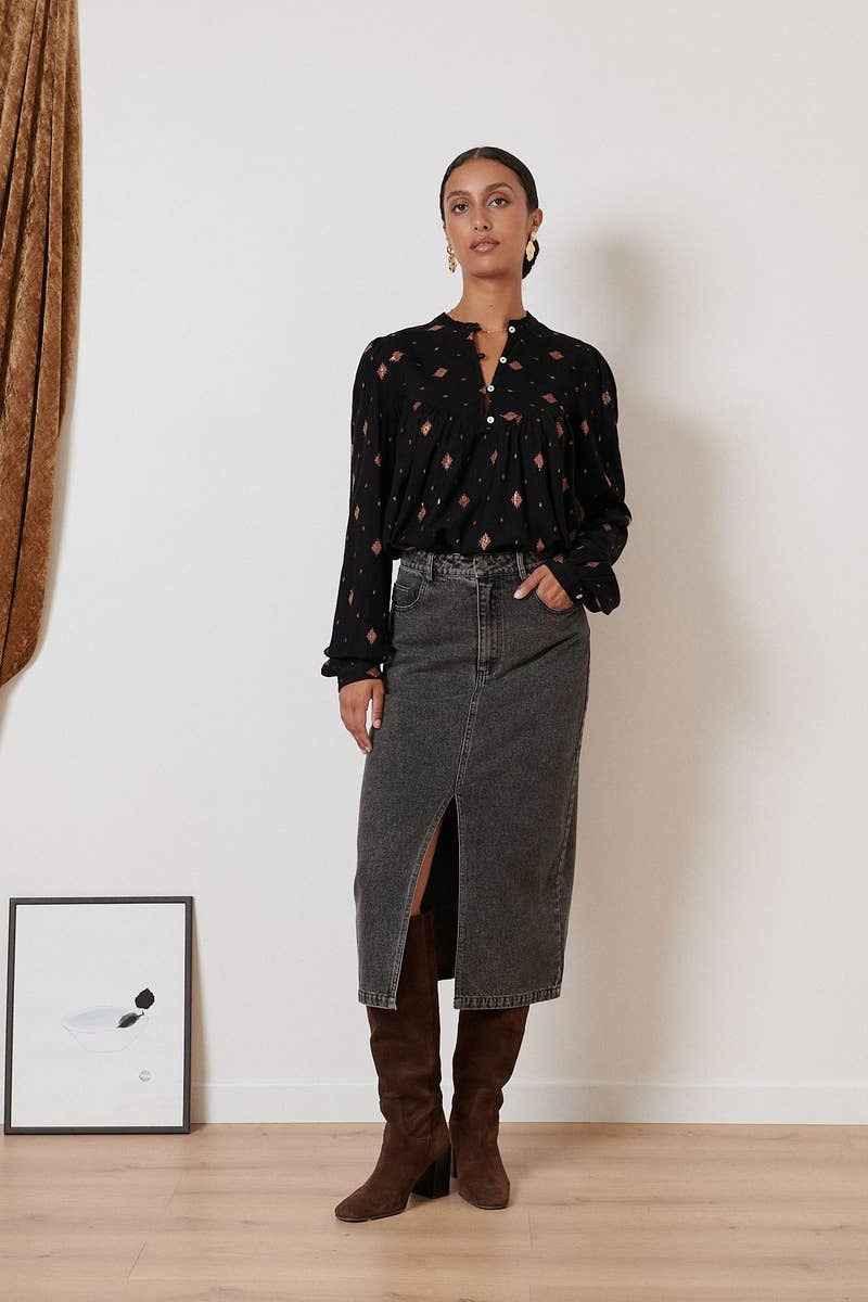 Embroidered Feather Blouse