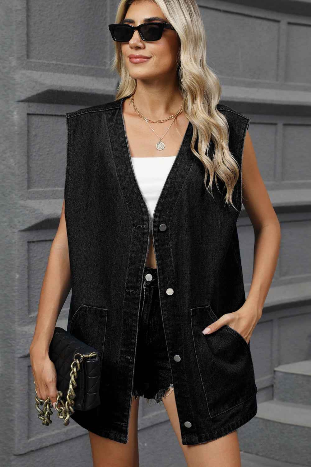 Oversized Denim Vest