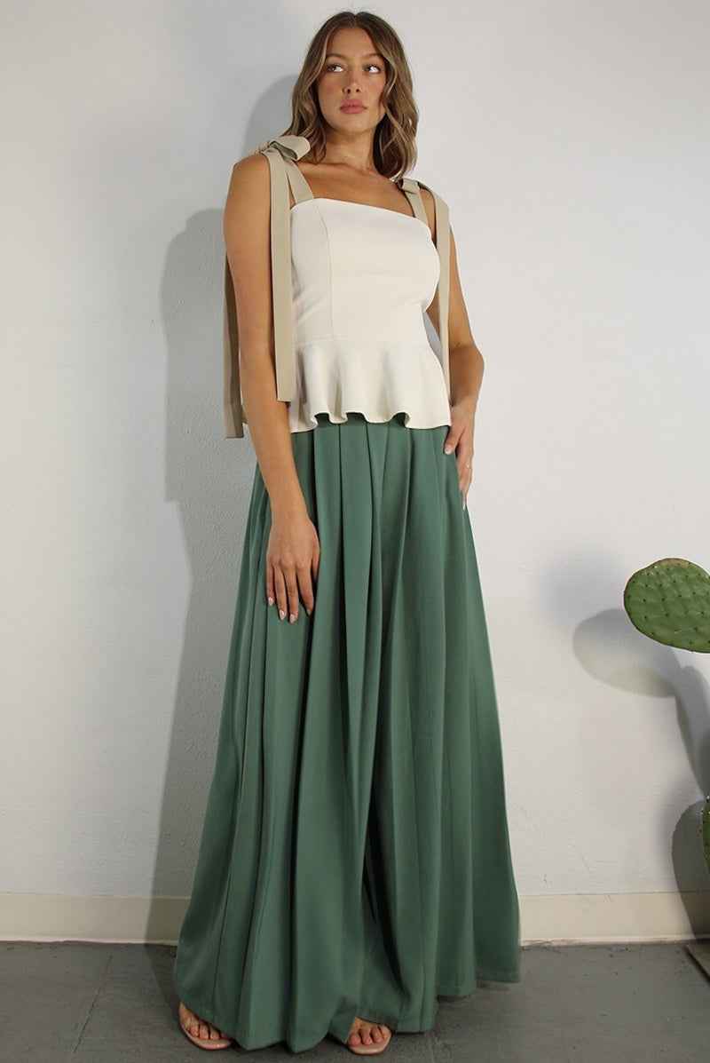 Front Wide Pleats Pants