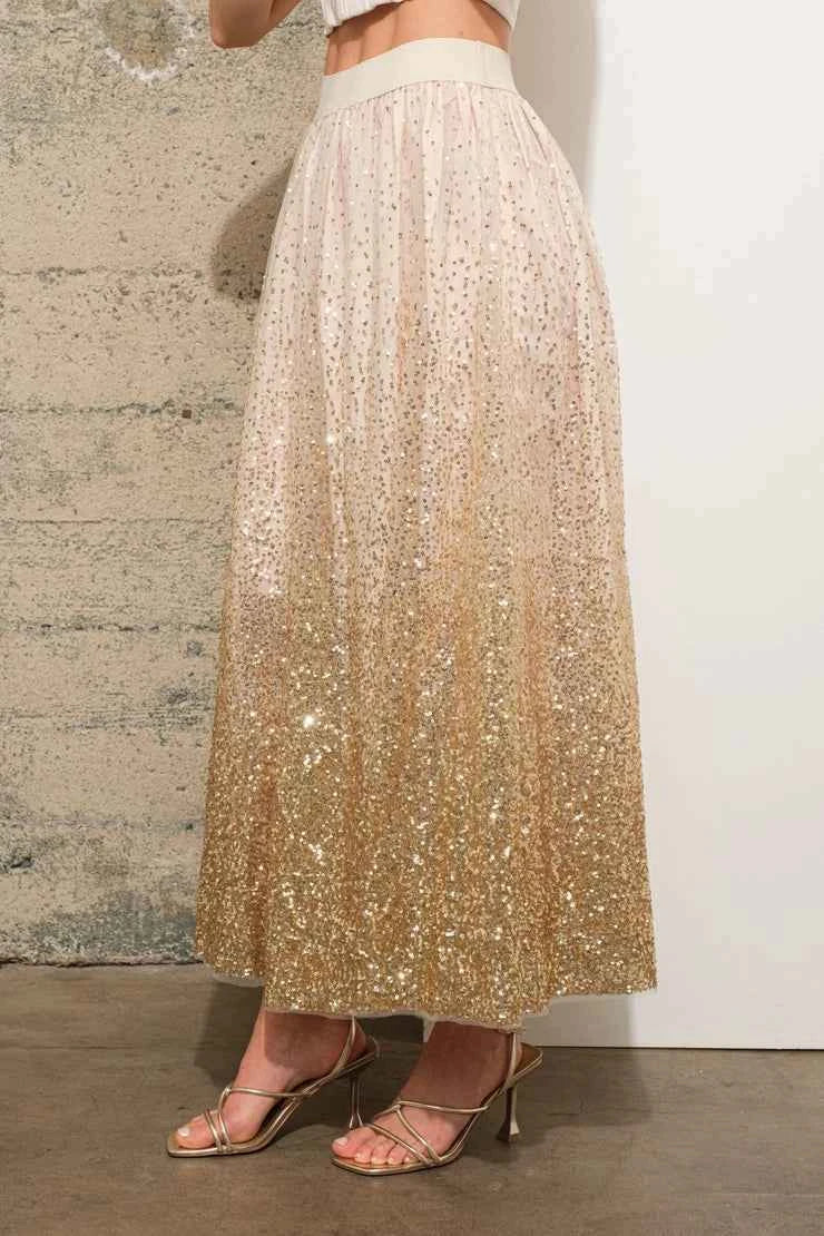 Sequin Embellished Tulle Skirt