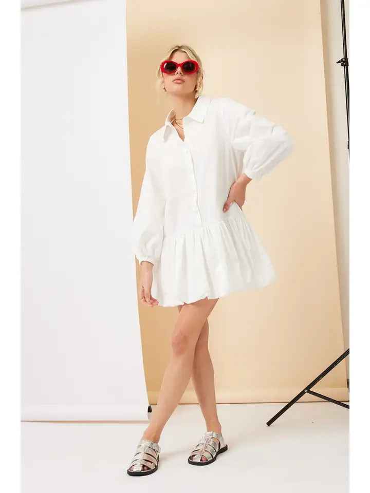 Shirt Bubble Hem Mini Dress