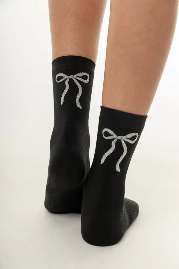 Black socks with white bow design from Love Classic high quality styles collection
