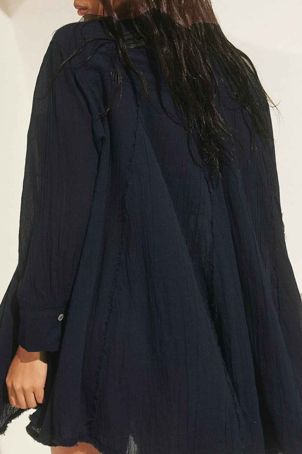 Button Up Sheer Longline Shirt