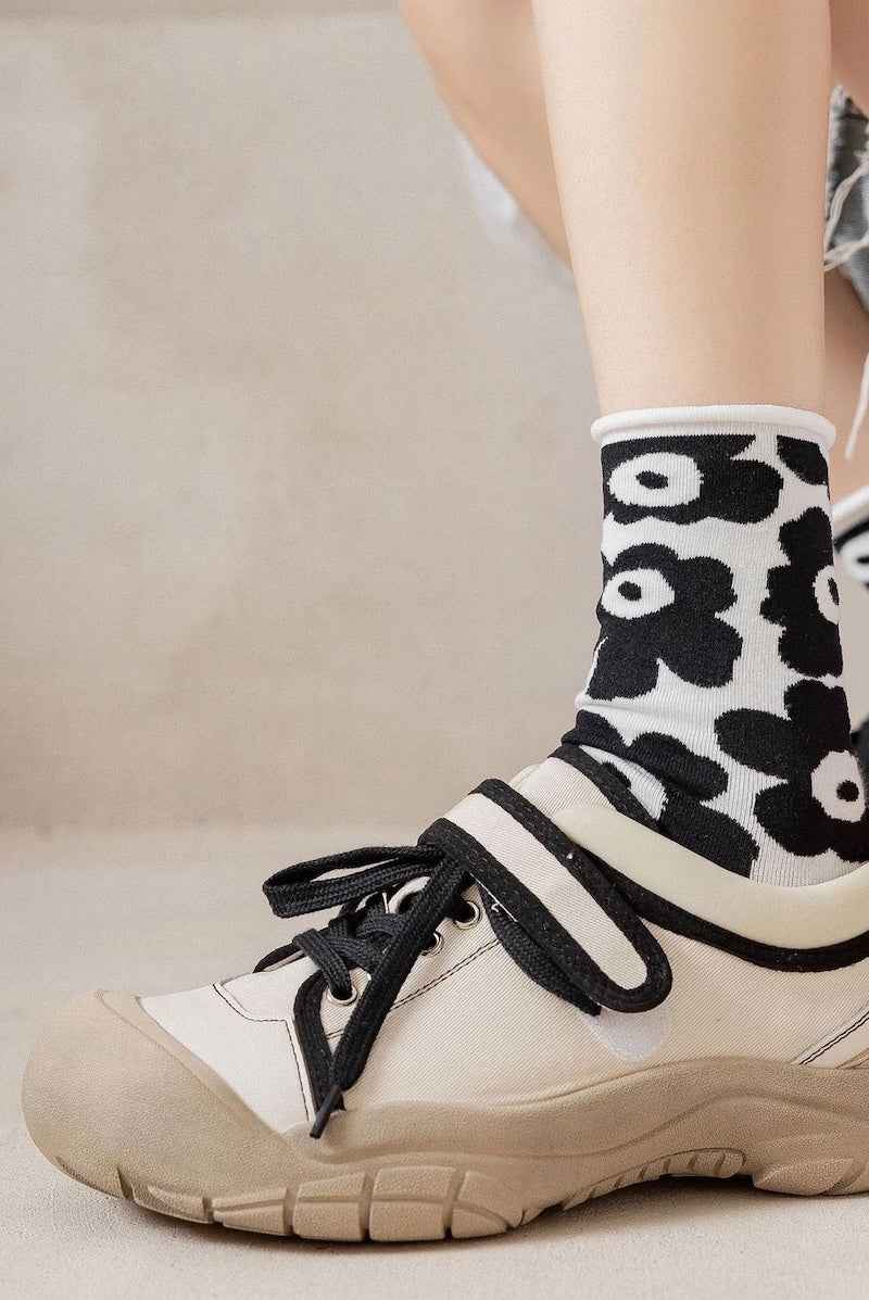 Classic Black and White Crew Socks