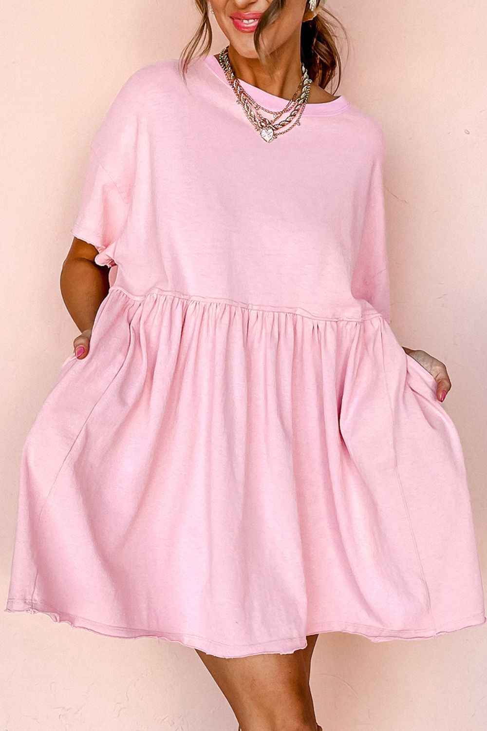 Blush Pink Voluptuous Mini Dress