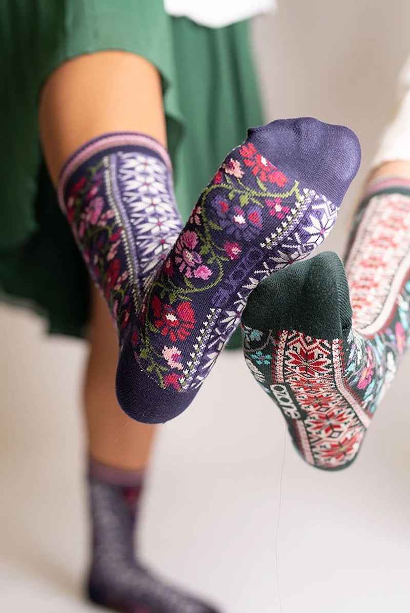 Floral Ribbon Crew Sock