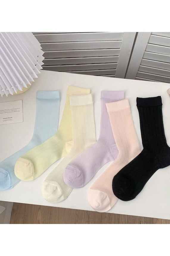 Candy Color Sheer Crew Socks