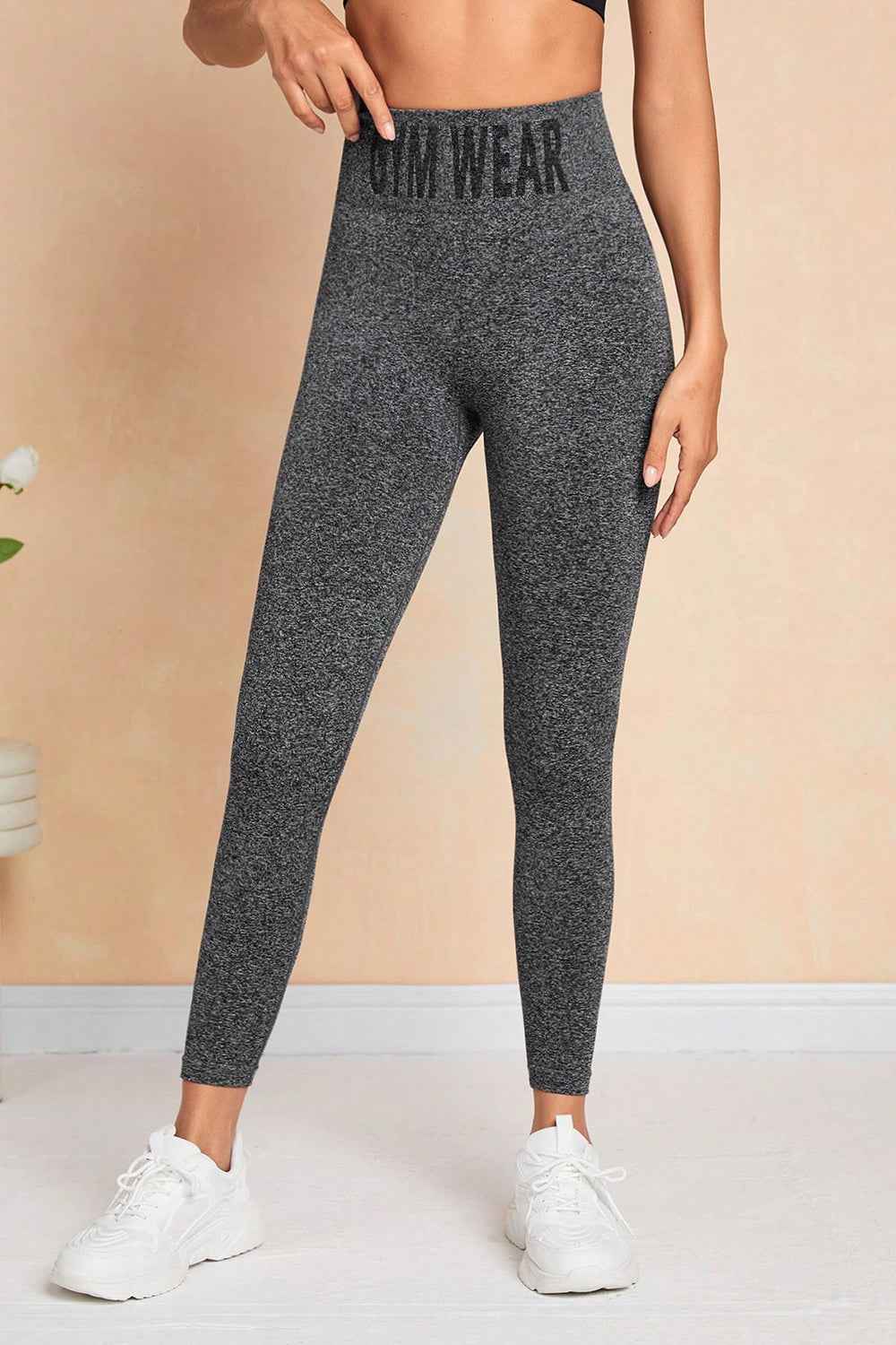 Dark Gray Heathered High Waist Active Leggings
