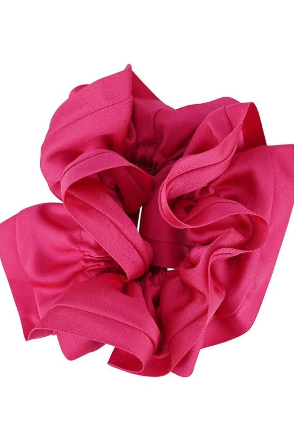 Classic large pink satin scrunchie hair accessory from Love Classic
